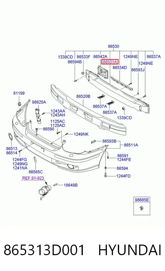 Підсилювач бампера переднього 865313D001 Hyundai/Kia