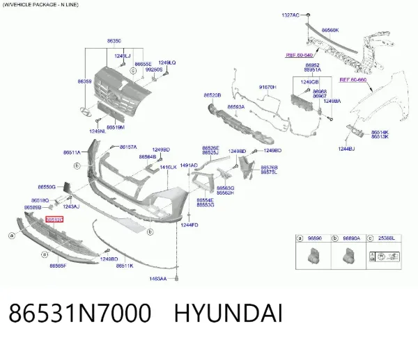 Решітка радіатора 86531N7000 Hyundai/Kia