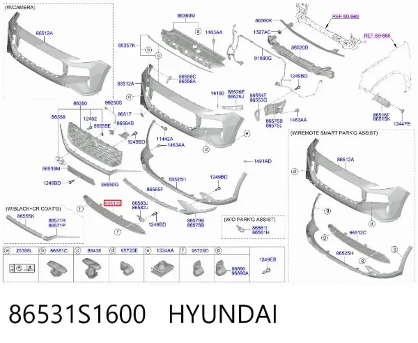 Решітка радіатора 86531S1600 Hyundai/Kia