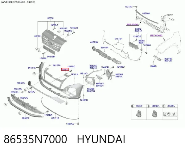 Кронштейн бампера переднього, центральний 86535N7000 Hyundai/Kia