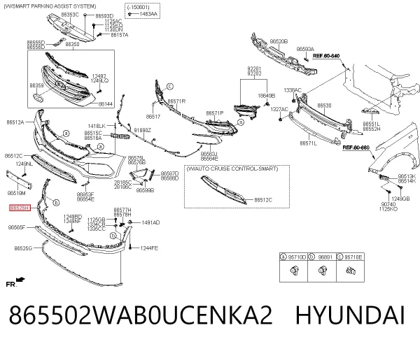 Бампер передній, нижня частина 865502WAB0UCENKA2 Hyundai/Kia