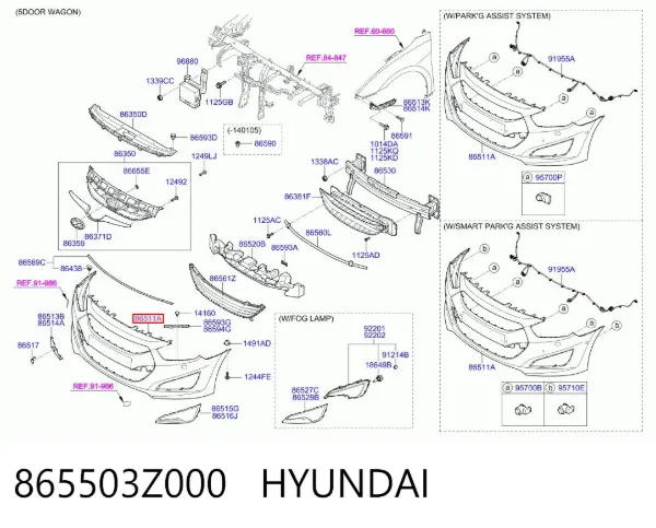 Передній бампер 865503Z000 Hyundai/Kia