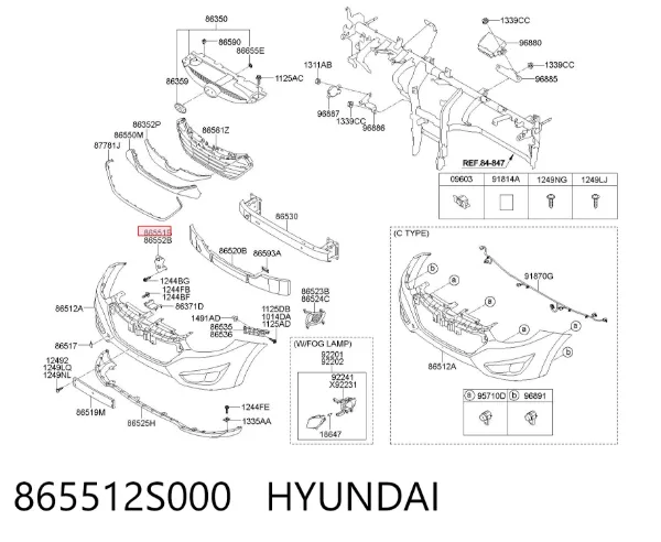 Кронштейн бампера переднього, лівий 865512S000 Hyundai/Kia