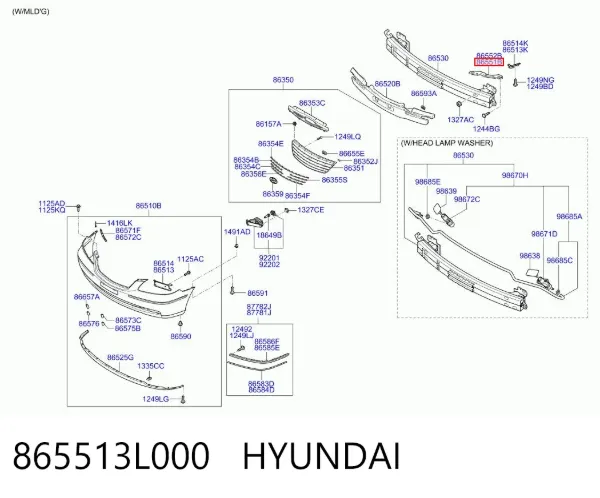Кронштейн бампера переднього, лівий 865513L000 Hyundai/Kia