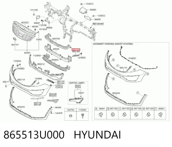 Кронштейн підсилювача переднього бампера 865513U000 Hyundai/Kia