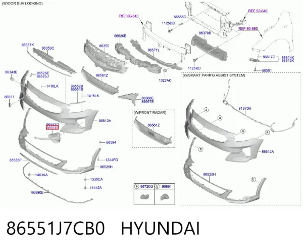 Решітка переднього бампера, ліва 86551J7CB0 Hyundai/Kia