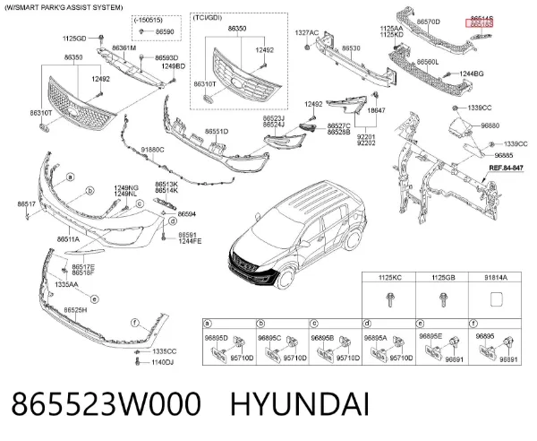 Кронштейн підсилювача переднього бампера 865523W000 Hyundai/Kia