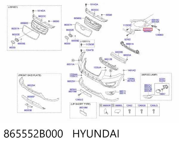 Кронштейн бампера переднього, лівий 865552B000 Hyundai/Kia