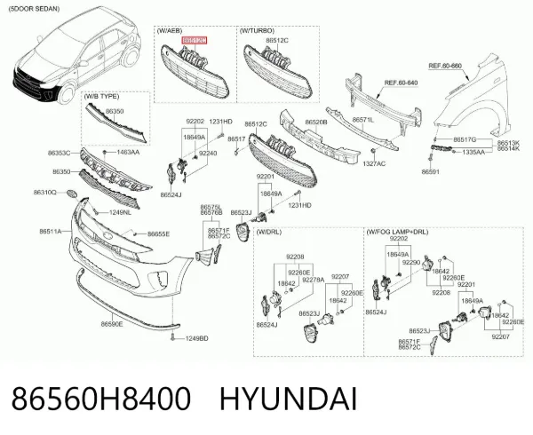 Решітка радіатора 86560H8400 Hyundai/Kia
