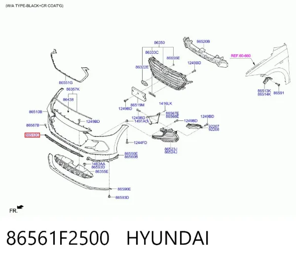 Решітка радіатора 86561F2500 Hyundai/Kia