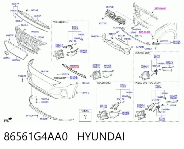 Решітка радіатора 86561G4AA0 Hyundai/Kia