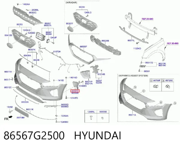 Дефлектор переднього бампера, лівий 86567G2500 Hyundai/Kia