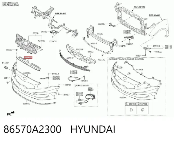 Накладка верхня передньої панелі/супорту радіатора 86570A2300 Hyundai/Kia