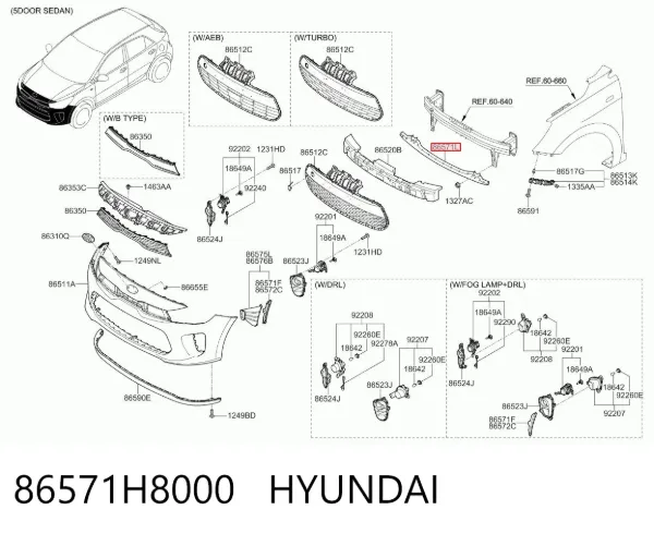 Підсилювач бампера переднього 86571H8000 Hyundai/Kia
