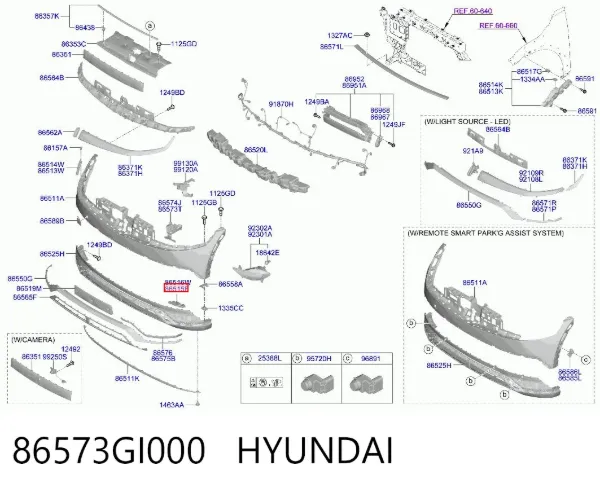 Кронштейн бампера переднього, лівий 86573GI000 Hyundai/Kia