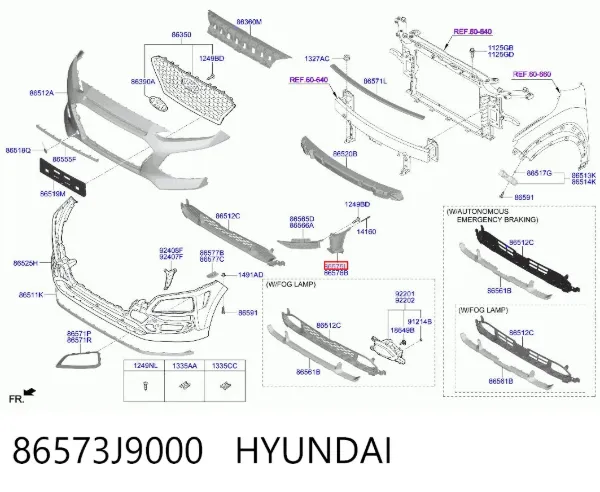 Дефлектор переднього бампера, лівий 86573J9000 Hyundai/Kia