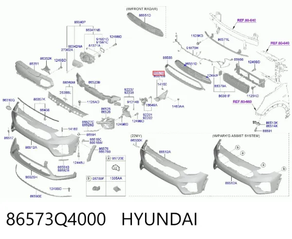 Дефлектор переднього бампера, лівий 86573Q4000 Hyundai/Kia