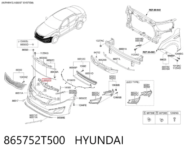Кронштейн бампера переднього, центральний 865752T500 Hyundai/Kia