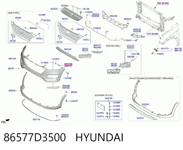 Кронштейн бампера переднього, зовнішній лівий 86577D3500 Hyundai/Kia