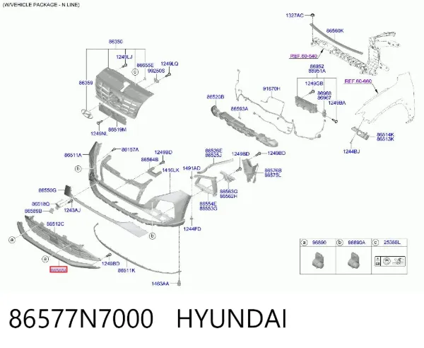 Захист бампера переднього 86577N7000 Hyundai/Kia