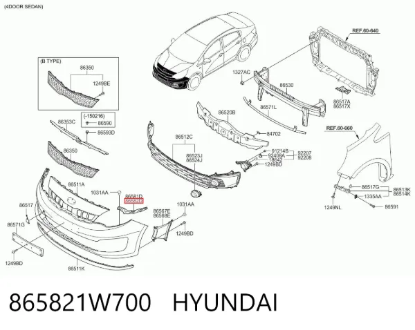 Кронштейн бампера переднього 865821W700 Hyundai/Kia