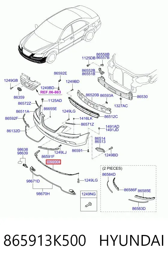Спойлер переднього бампера 865913K500 Hyundai/Kia