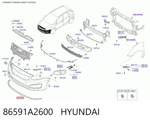 Спойлер переднього бампера 86591A2600 Hyundai/Kia