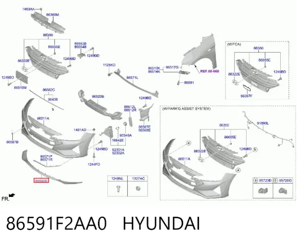 Спойлер переднього бампера 86591F2AA0 Hyundai/Kia