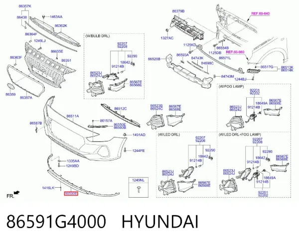 Спойлер переднього бампера 86591G4000 Hyundai/Kia