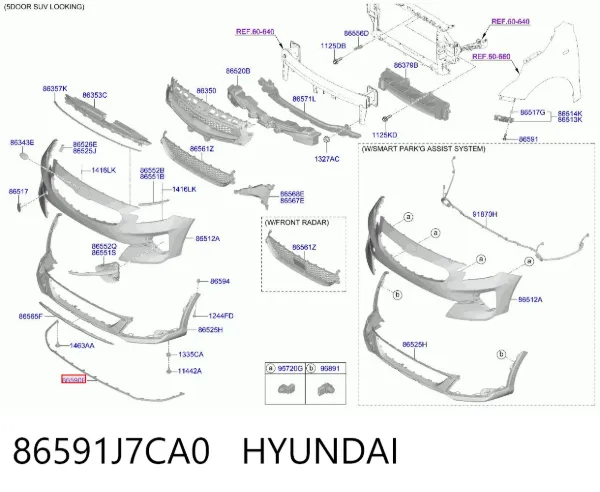 Спойлер переднього бампера 86591J7CA0 Hyundai/Kia