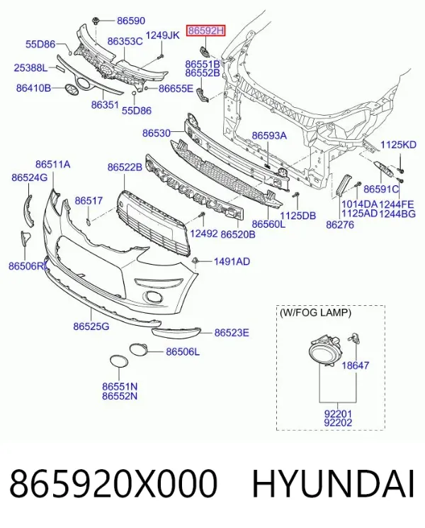 Кронштейн бампера переднього, зовнішній правий 865920X000 Hyundai/Kia