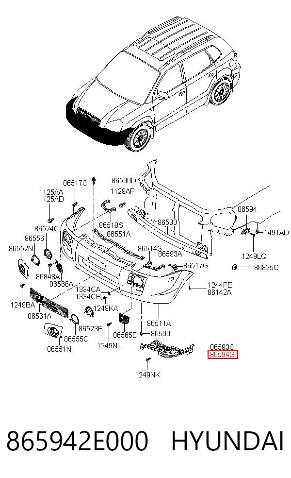 Кронштейн бампера переднього, зовнішній правий 865942E000 Hyundai/Kia