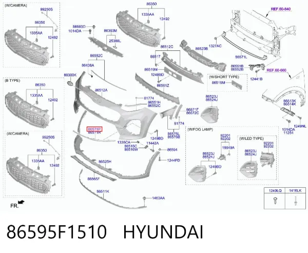 Молдинг переднього бампера, лівий 86595F1510 Hyundai/Kia