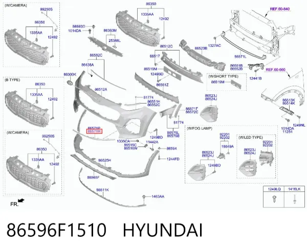 Молдинг переднього бампера, правий 86596F1510 Hyundai/Kia