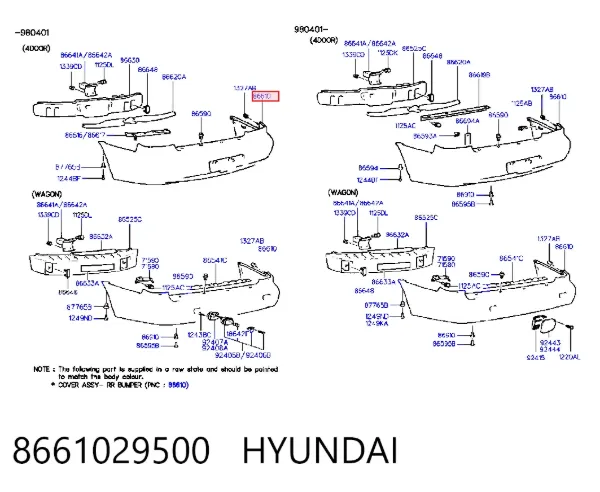 Задній бампер 8661029500 Hyundai/Kia