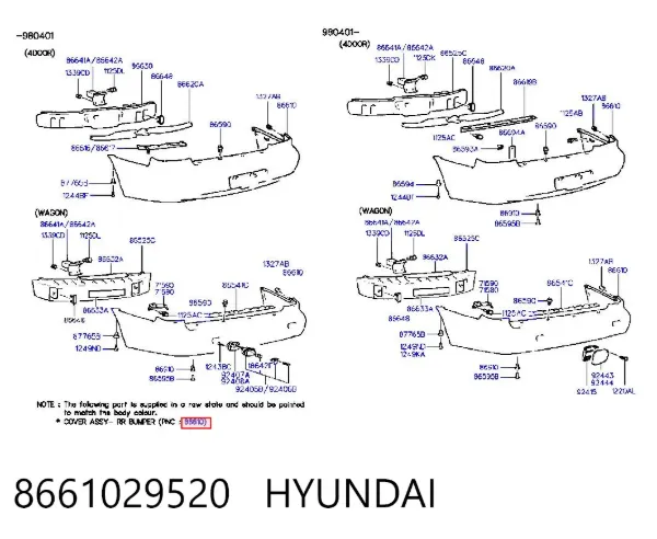 Задній бампер 8661029520 Hyundai/Kia