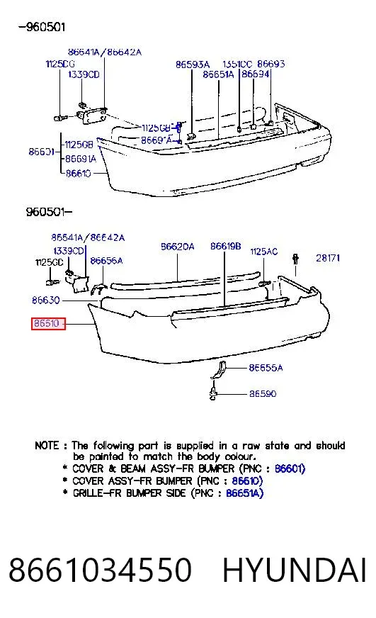 Задній бампер 8661034550 Hyundai/Kia