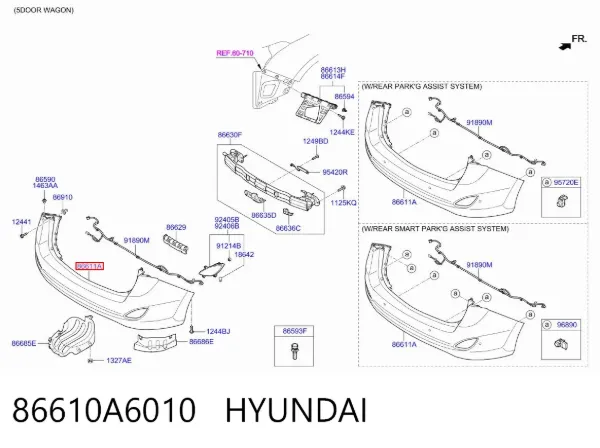 Задній бампер 86610A6010 Hyundai/Kia