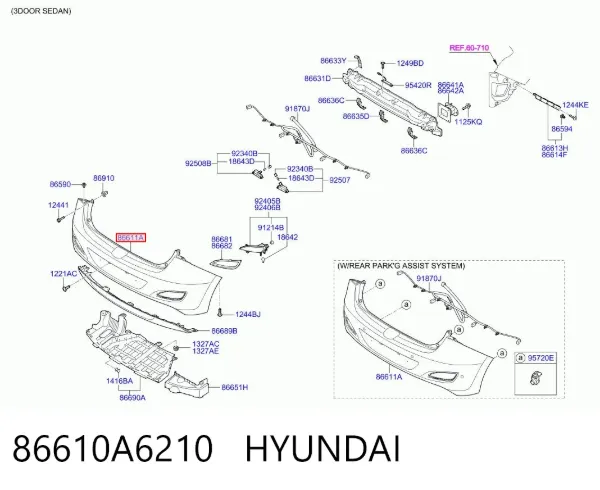Задній бампер 86610A6210 Hyundai/Kia