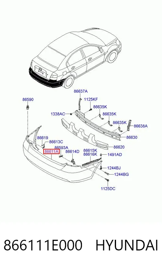 Задній бампер 866111E000 Hyundai/Kia
