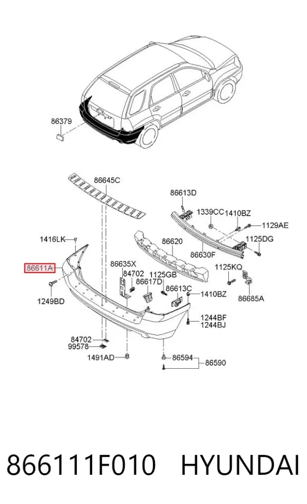 Задній бампер 866111F010 Hyundai/Kia
