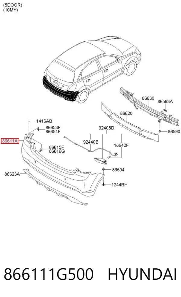 Задній бампер 866111G500 Hyundai/Kia