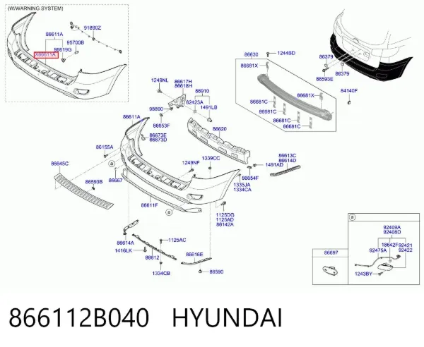 Задній бампер 866112B040 Hyundai/Kia