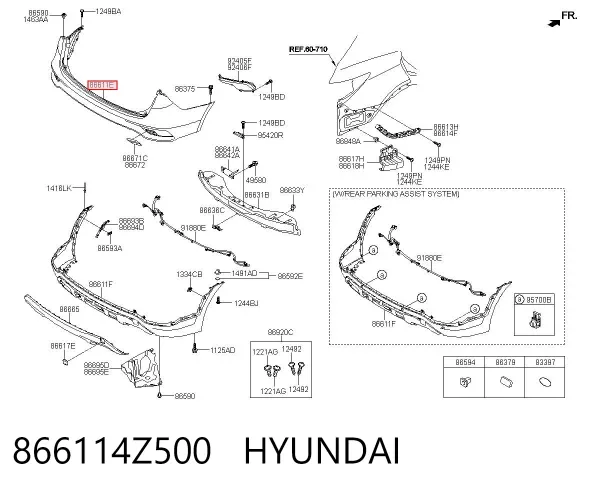 Бампер задній, верхня частина 866114Z500 Hyundai/Kia