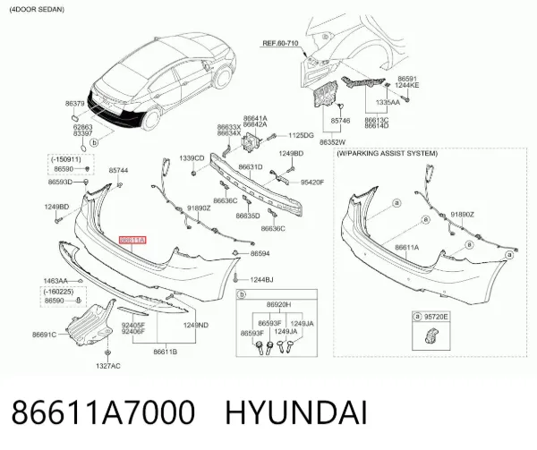 Задній бампер 86611A7000 Hyundai/Kia