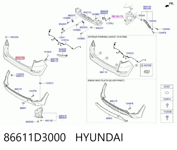Задній бампер 86611D3000 Hyundai/Kia
