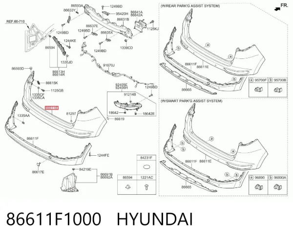 Бампер задній, верхня частина 86611F1000 Hyundai/Kia