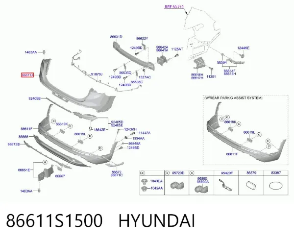 Задній бампер 86611S1500 Hyundai/Kia