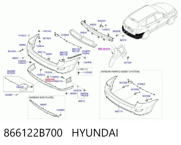 Спойлер заднього бампера 866122B700 Hyundai/Kia