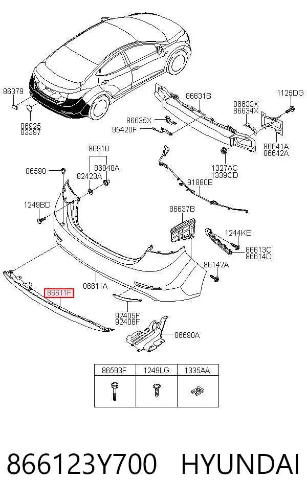 Накладка бампера заднього 866123Y700 Hyundai/Kia